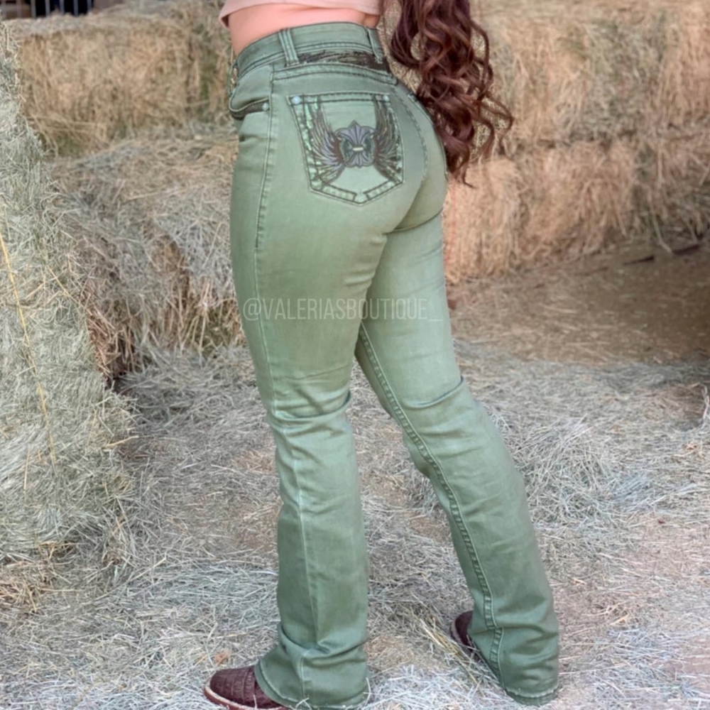 Green Women's Bootcut Jeans Valeria's Boutique